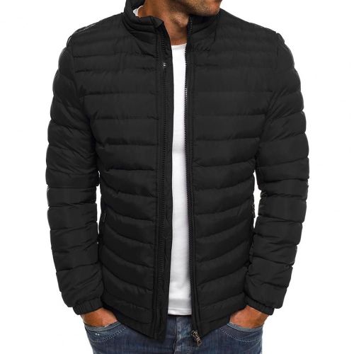 Parka D'hiver Pour Hommes, Manteau De Couleur Unie, Poches À Fermeture Éclair, Chaud, Populaire