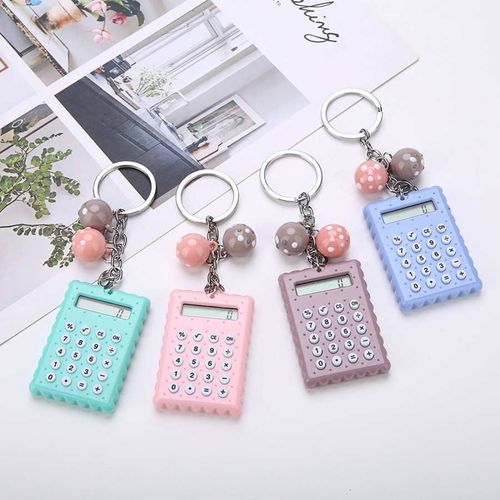 Porte-clé calculatrice, calculatrice de poche, mignon, pour enfants, écoliers, enfants