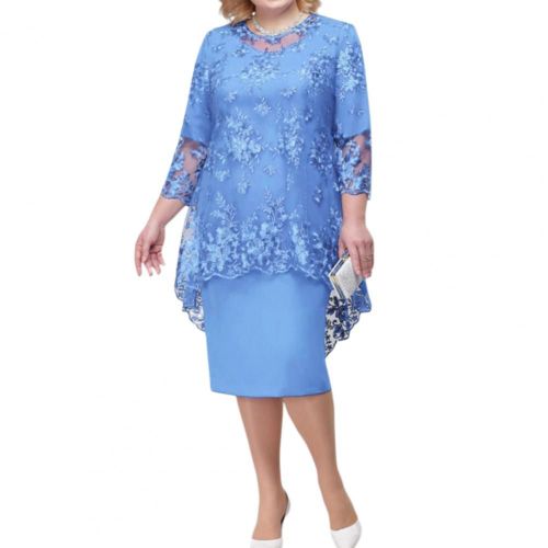 Belle Robe De Soirée En Dentelle Brodée Pour Femme, Robe Moulante Respirante, Manches 3/4, Taille Serrée