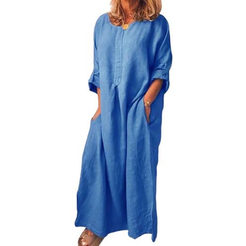Meilleures Ventes!!! Longue Robe Caftan En Lin Et Coton Pour Femme, Chemise Surdimensionnée Décontractée, Couleur Unie, Document