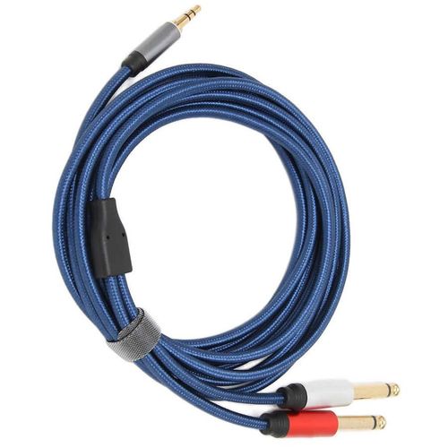 3.5mm Stéréo Mâle à Double 6.35mm Mono Câble Audio Mâle En Nylon En Alliage D'aluminium Câble Répartiteur 5m / 16.4ft