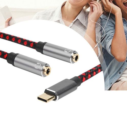 Câble de Type C à double Port 3.5 de 30cm pour casque d'écoute, adapté aux téléphones et tablettes Mi
