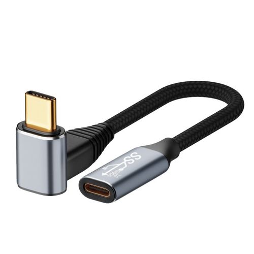 Câble USB type-c vers usb-c 100W, charge rapide 90 °, supporte 10Gbps