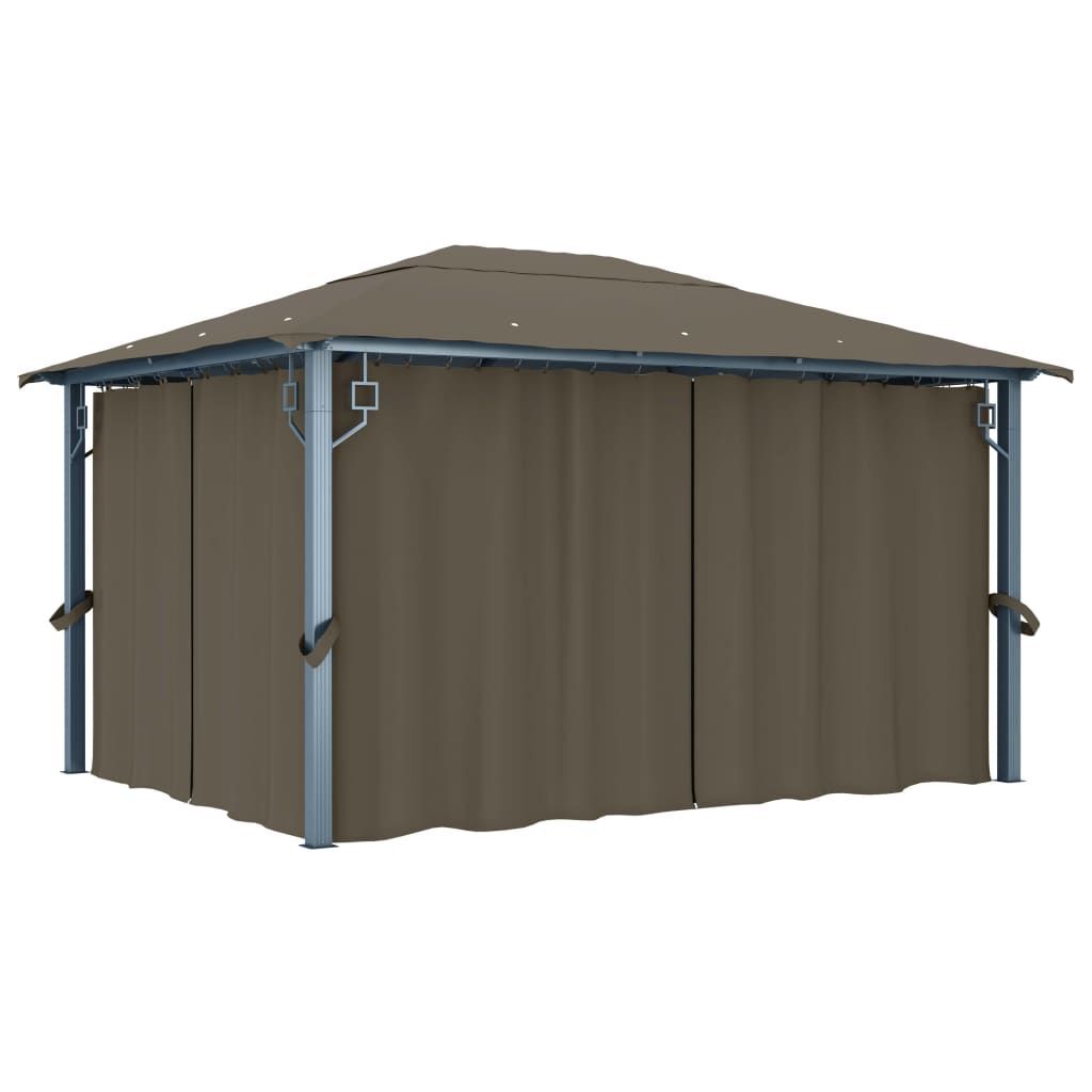 Vidaxl Tonnelle Avec Rideau 400x300 Cm Taupe Aluminium