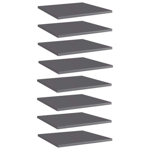 Vidaxl Panneaux De Bibliothèque 8 Pcs Gris Brillant Bois D'ingénierie