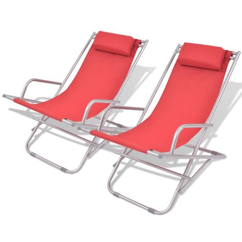Vidaxl Chaises Inclinables De Terrasse 2 Pcs Acier Rouge