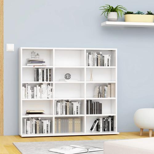 Vidaxl Armoire À Cd Blanc 102x23x89,5 Cm Aggloméré