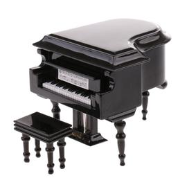 1:12 Maison de Poupées Beau Piano en Bois Miniature Avec Tabouret Noir 