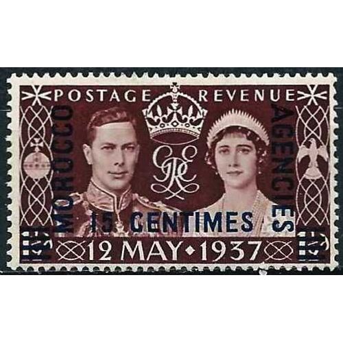 Grande Bretagne, Bureaux Commerciaux Au Maroc 1935, Beau Timbre Yvert 39, Couronnement Du Roi George 7 Et Reine Elisabeth, Surchargé 'morocco Agencies 15 Centimes", Neuf*