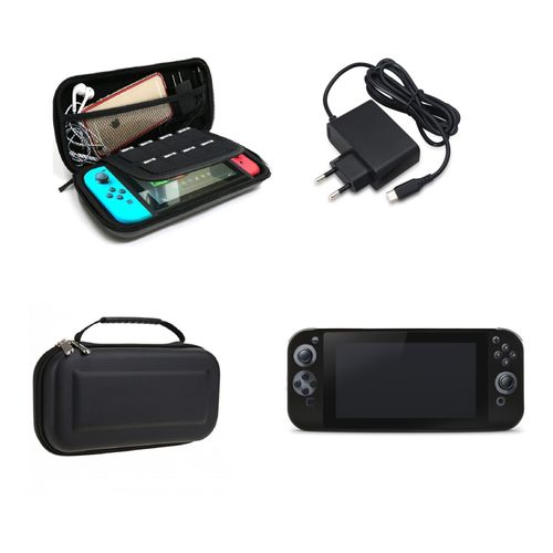 Chargeur Secteur Nintendo Switch + Housse Transport + Étui Silicone + Film Protection Écran - Pack Noir - Straße Game