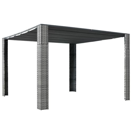 Vidaxl Tonnelle Et Toit Résine Tressée 300x300x200cm Gris / Anthracite