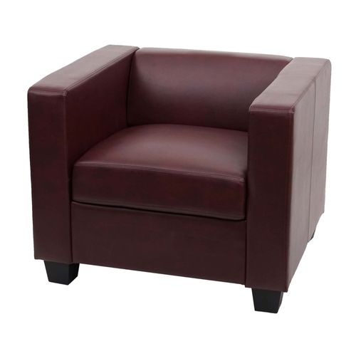 Fauteuil Chaise Lounge Lille   Similicuir, Rouge-Brun