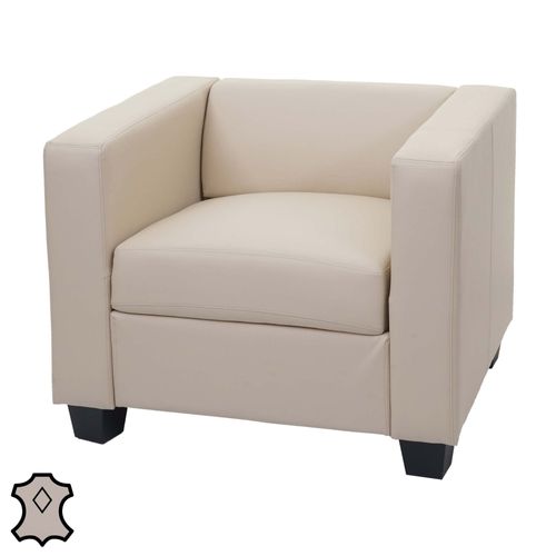 Fauteuil Lounge Chair Lille   Cuir, Crème