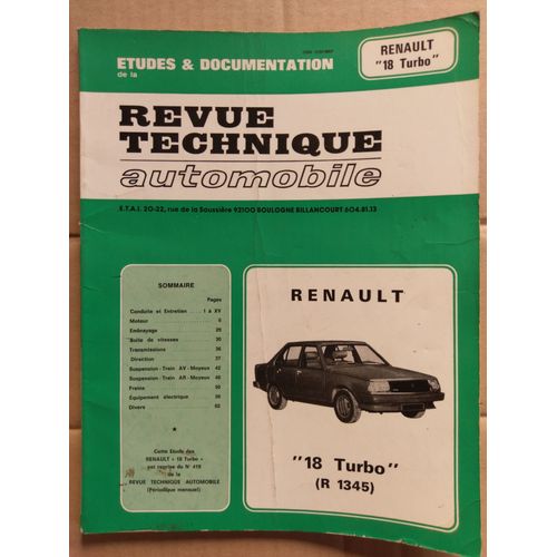 Revue Technique Pour Renault 18 Turbo (R 1345)