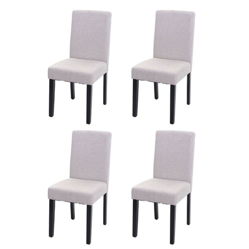 4x Chaise De Salle À Manger Chaise De Cuisine Littau   Textile, Beige Crème, Pieds Foncés