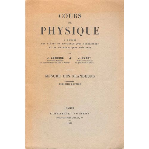 Cours De Physique Math Sup - Math Spé - Mesure De Grandeurs