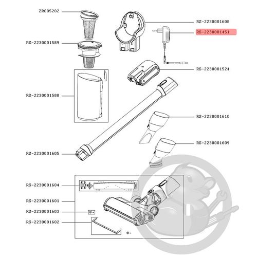 Suceur embout étroit noir aspirateur X-pert Rowenta RS-2230001610