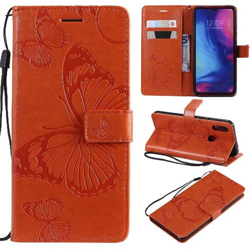 Tongez Étui Pour Xiaomi Redmi Note 7 Couverture Magnétique Flip Kickband Couverture Antichoc Cuir Pu Avec Support De Fente Pour Carte - Couleur Orange