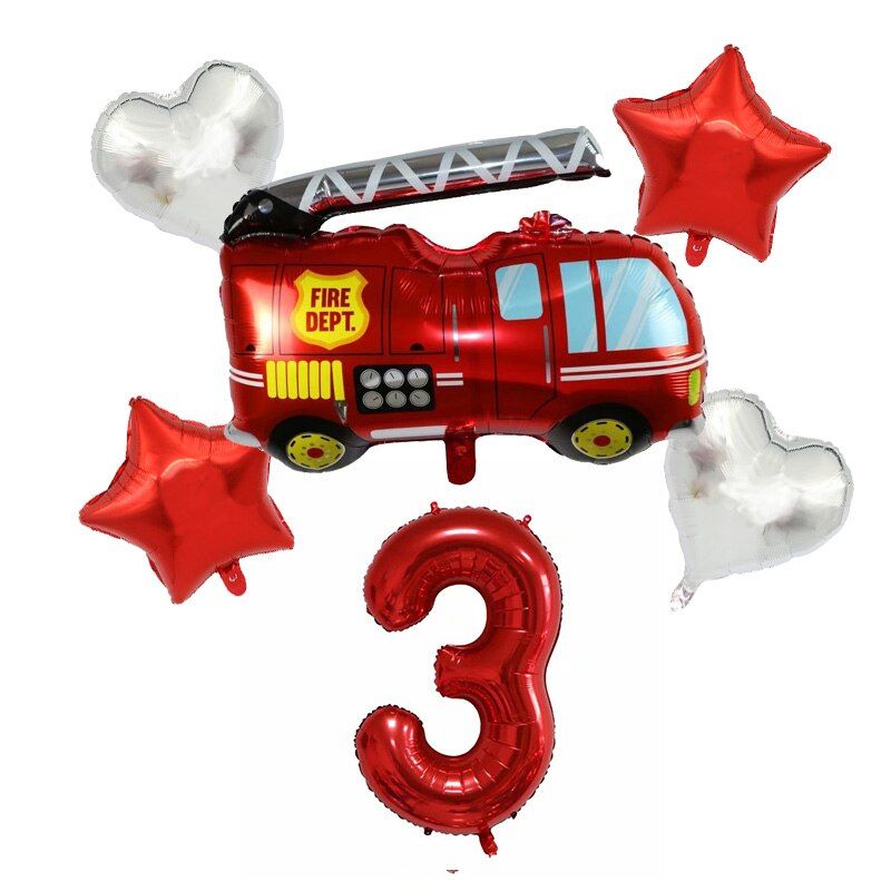 6 Pieces Pompier Sam Feuille Numero Ballons Ensemble Joyeux Anniversaire Fete Deco Balle Garcon Cadeau Camion De Pompier Vacances Bebe Douche Fete Fournitures 6pcs Set 3 Rakuten