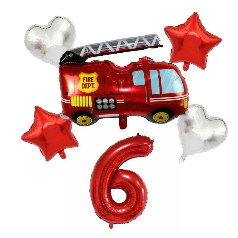 6 Pieces Pompier Sam Feuille Numero Ballons Ensemble Joyeux Anniversaire Fete Deco Balle Garcon Cadeau Camion De Pompier Vacances Bebe Douche Fete Fournitures 6pcs Set 6 Rakuten