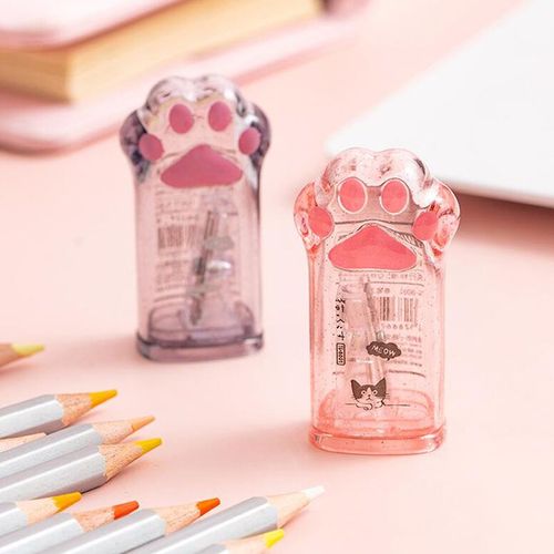 Mini Taille-Crayon Transparent En Forme De Patte De Chat Mignon, Fournitures Scolaires Et De Bureau, Outil Créatif