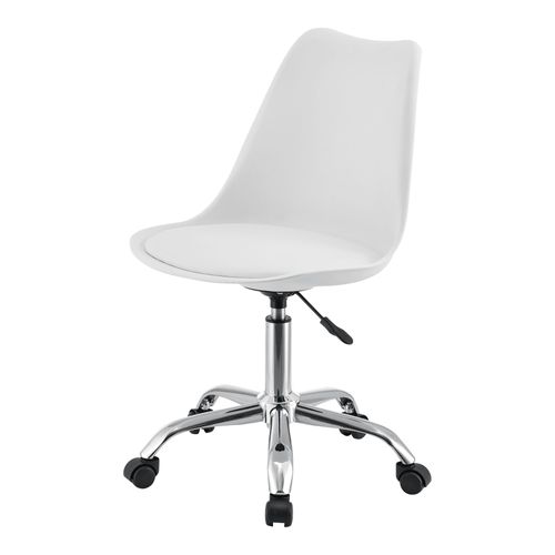 Chaise De Bureau Design Siège Rembourré À 5 Roulettes Fauteuil Rotatif À 360° Et Réglable En Hauteur Polypropylène Similcuir Métal Blanc [En.Casa]