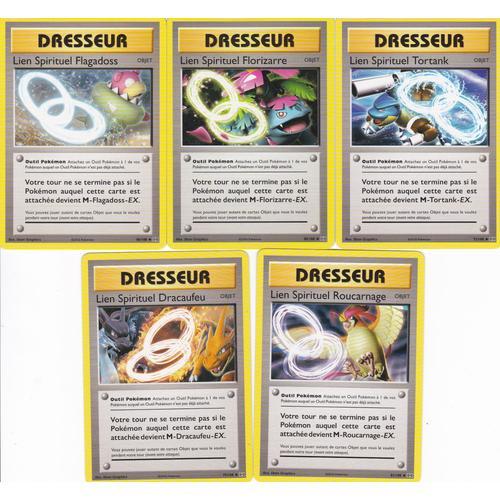 5 Cartes Pokemon Dresseur - Lien Spirituel - Dracaufeu 75/108 - Roucarnage 81/105 - Tortank 73/108 - Florizarre 89/108 - Flagadoss 86/108 - Xy12 Évolutions