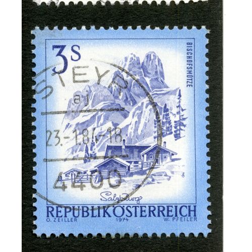 Timbre Oblitéré Republik Osterreich, Salzburg, Bischofsmütze, 3 S, 1974