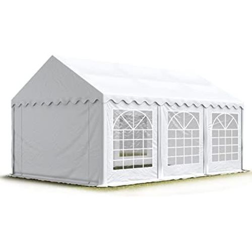 Tente barnum de réception 3x6 m economy bâches amovibles pvc 500 g/m² blanc / jardin tonnelle pavillon chapiteau