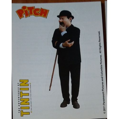 Autocollant - Tintin Pitch - Brioche Pasquier - 2011. Dupont Canne A Droite