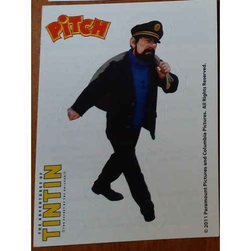 Autocollant - Tintin Pitch (Capitaine Haddock Avec Sac À Dos) - Brioche Pasquier - 2011. -