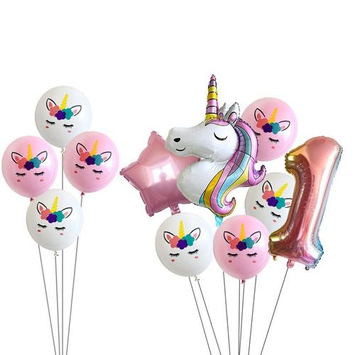 Ballons d'anniversaire licorne, ensemble de 11 pièces, 11 pièces, ensemble  de 1 2 3 4 5 6 7 8 9 ans, décorations pour fête d'anniversaire~Emerald