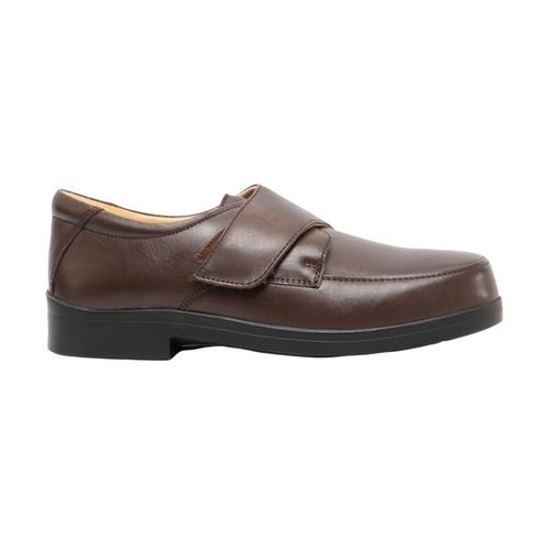 Roamers Chaussures De Ville En Cuir Extra Larges Avec Sangle Scratch Homme
