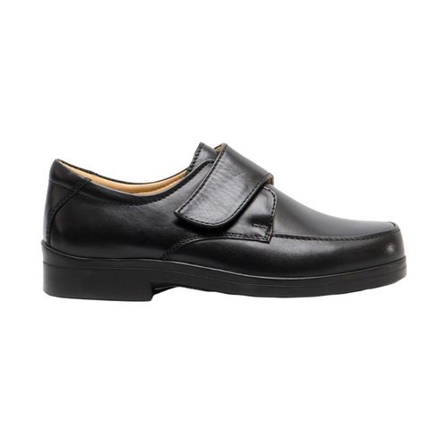 Roamers Chaussures De Ville En Cuir Extra Larges Avec Sangle Scratch Homme