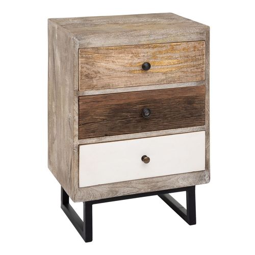 Table De Chevet 3 Tiroir - H.73 Cm - Multicouleur
