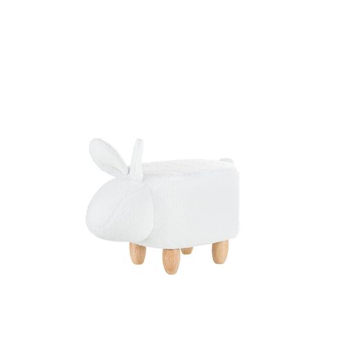 Tabouret Enfant En Tissu Peluche Blanc Bunny