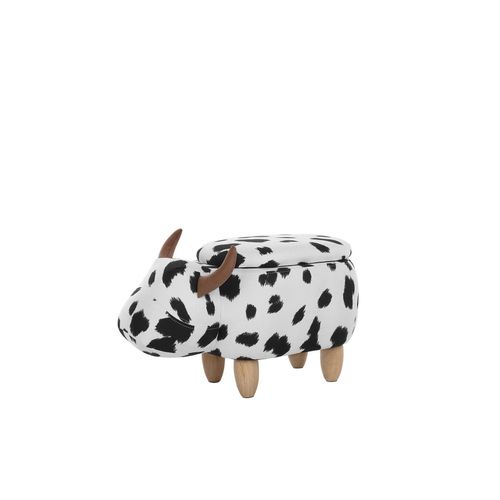 Tabouret Enfant En Tissu Noir Et Blanc Cow