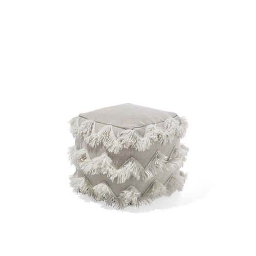 Pouf En Laine Et Coton Beige 44 X 45 Cm Nashik