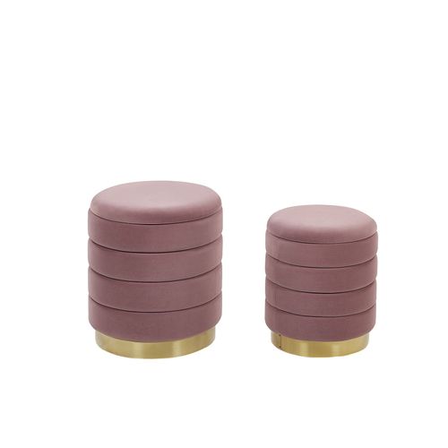 Pouf Garland Set De 2 Rose Velours