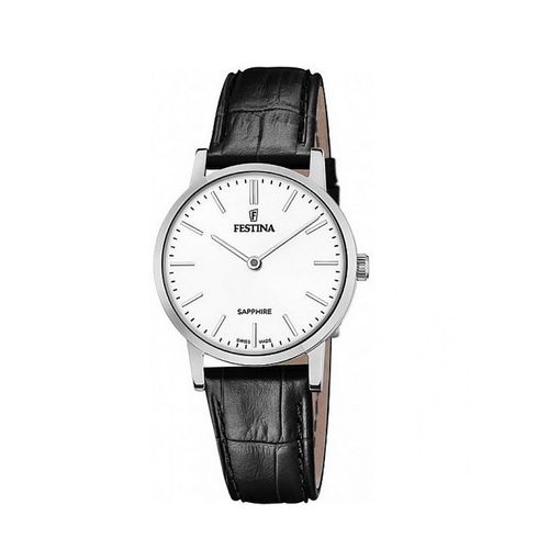 Montre Femme Festina Fond Blanc Cuir Noir