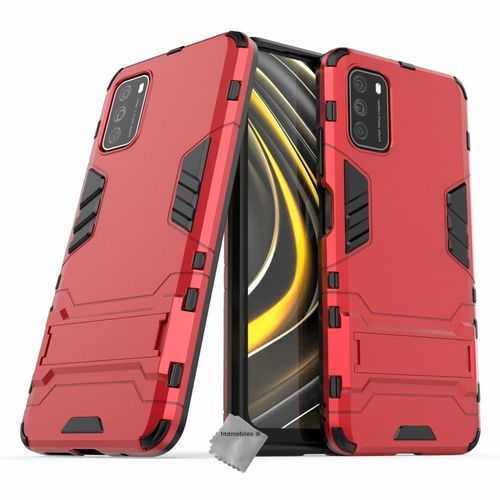 Housse Etui Coque Rigide Anti Choc Pour Xiaomi Redmi 9t + Verre Trempe - Rouge