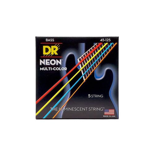 Dr Nmcb5-45 - Hi-Def Neon - Multi-Color, Jeu Guitare Basse, 5 Cordes Medium 45-125
