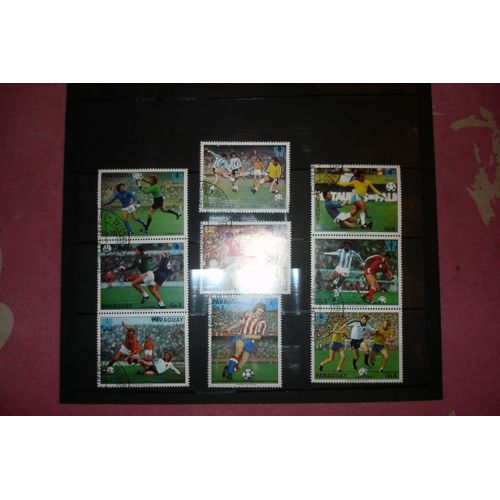 Lot De 9 Timbres Paraguay Coupe Du Monde De Football Argentina 1978