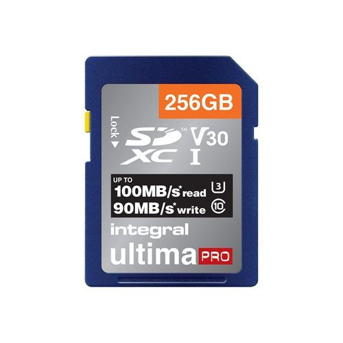 Integral UltimaPro - Carte mémoire flash - 256 Go - Video Class V30 / UHS-I U3 / Class10 - SDXC UHS-I