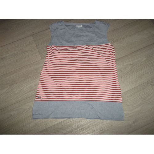 Tunique Lacoste Style Marinière Jean Clair Léger Rouge Blanc 40