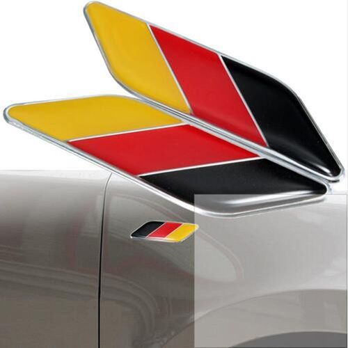 2 Pièces/Paire 3d Métal Drapeau Allemand Carrosserie Côté Garde-Boue Arrière Coffre Emblème Badge Pour Volkswagen Audi Bmw Mercedes Benz Porsche