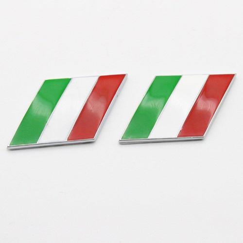 2 Pièces/Paire 3d Métal Italie Drapeau Voiture Garde-Boue Latérale Coffre Arrière Emblème Badge Pour Ferrari Maserati Alfa Romeo Fiat Lamborghi