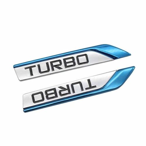 Blue1 Paire 3d Métal Turbo Voiture Autocollant Emblème Badge Pour Jeep Bmw Ford Lifan Nissan Mazda Audi Vw Honda Voiture Lada Chevrolet