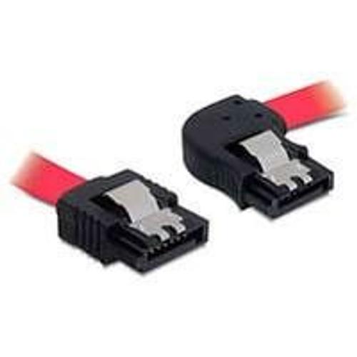 Delock Cable SATA - Câble SATA - Serial ATA 150/300 - SATA (F) pour SATA (F) - 30 cm - verrouillé, connecteur à angle droit, connecteur droite - rouge