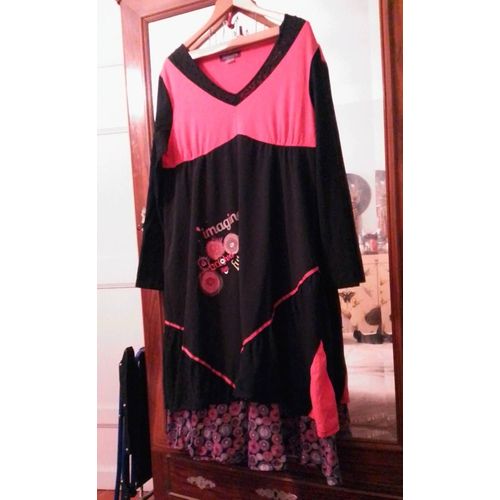 Robe Longue Noire Rose 50 La Redoute Création.